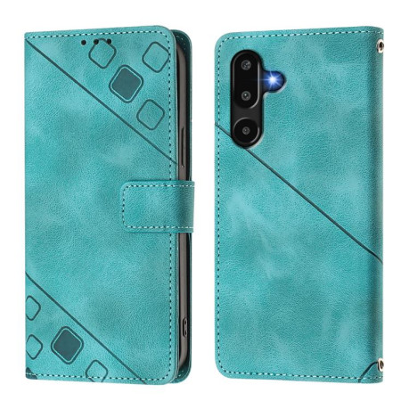 Чехол-книжка Skin-feel Embossed для на Samsung Galaxy M16 5G Global - зеленый