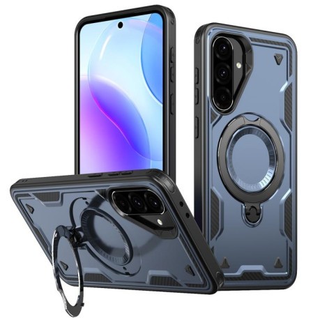 Противоударный чехол MagSafe Holder Armor PC Hybrid для Samsung Galaxy A56 5G - синий
