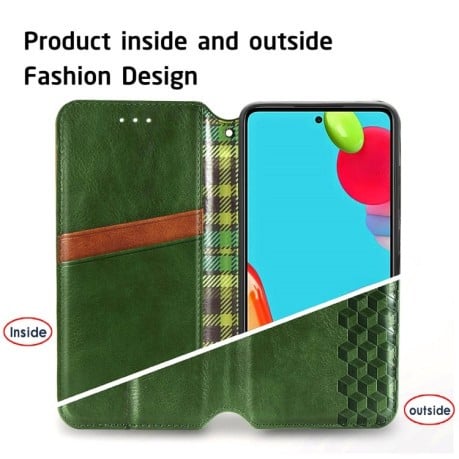 Чехол-книжка Cubic Grid на Samsung Galaxy A72 - зеленый