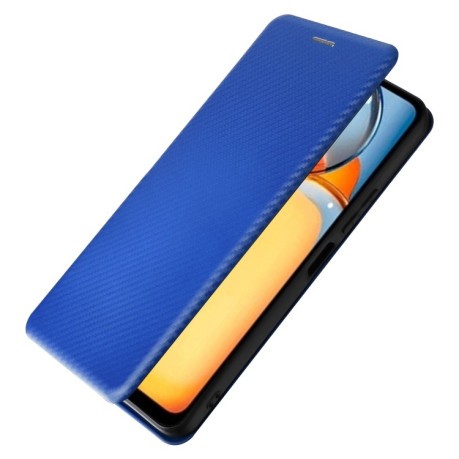 Чехол-книжка Carbon Fiber Texture на Xiaomi Redmi 13C/Poco C65 - синий