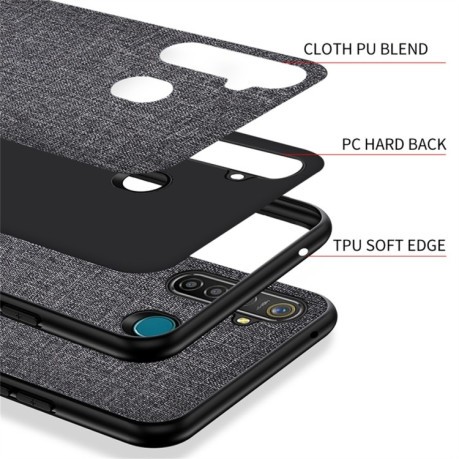 Противоударный чехол Cloth Texture на Realme 5 Pro/Realme Q - коричневый