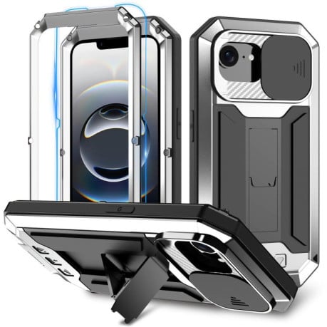 Протиударний чохол R-JUST Sliding для iPhone 16e - сріблястий