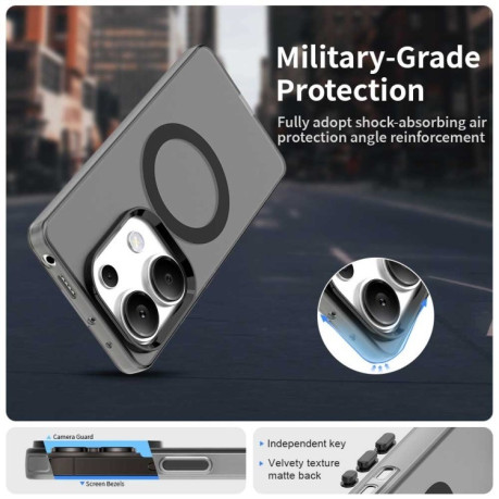 Противоударный чехол MagSafe Holder PC Hybrid для Xiaomi Redmi Note Redmi Note 14S/ 13 Pro 4G / POCO M6 Pro 4G - черный