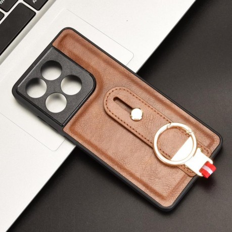 Протиударний чохол Wristband Leather Back на Motorola Edge 60 Fusion - коричневий