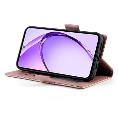 Чехол-книжка Side Buckle Magnetic Frosted Leather для Realme 13+ - розовое золото