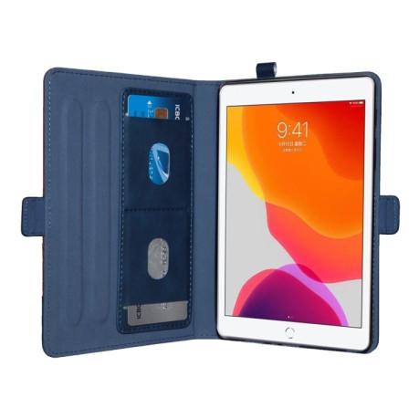 Кожаный чехол-книжка Double Brackets на iPad 9/8/7 10.2 (2019/2020/2021) - синий