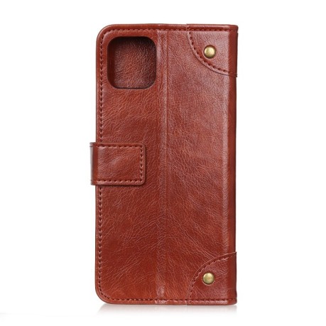 Чохол-книга Copper Buckle Nappa Texture на iPhone 12/12 Pro--коричневий