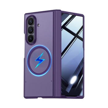 Полупрозрачный магнитный чехол Escase с плёнкой на Samsung Galaxy Fold8 Ultra 5G — фиолетовый