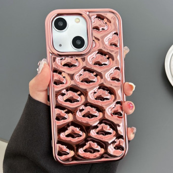 Силиконовый чехол Cloud Texture Electroplated TPU для iPhone 15 - розовое золото