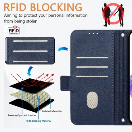 Чохол-книжка Embossed Rose RFID Anti-theft Leather для Xiaomi 14T Pro - синій