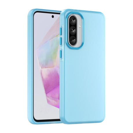 Противоударный чехол Frosted Translucent TPU Hybrid PC для Samsung Galaxy A56 5G - синий