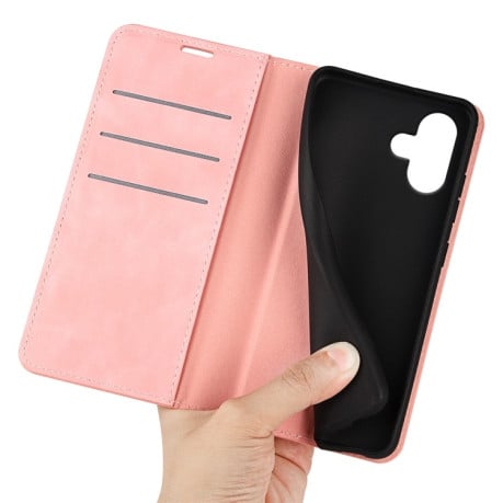 Чохол-книжка Retro Skin Feel Business Magnetic на iPhone 16 – рожевий