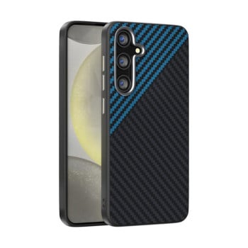Карбоновий чохол ABEEL C Carbon Fiber Series фактура 6D Micro Relief з MagSafe на Samsung Galaxy S25 FE 5G - чорно-синій