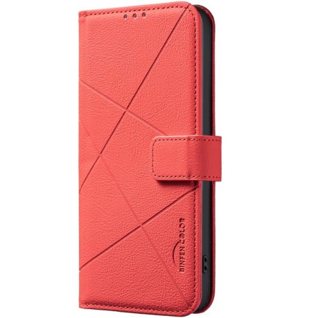 Чехол-книжка Geometric Pattern RFID Leather для Infinix Note 40 Pro 4G / 40 Pro+ 5G - красный