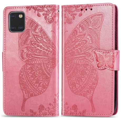 Чехол-книжка Butterfly Love Flowers Embossing на Samsung Galaxy Note10 Lite / A81 / M60s -розовый