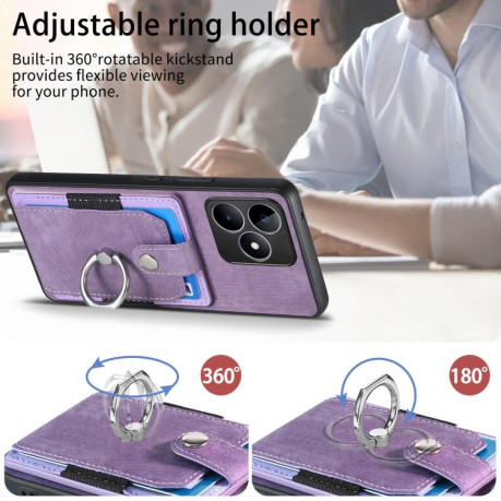 Чохол Retro Skin-feel Ring Multi-card Wallet для Realme C53/C51 - фіолетовий