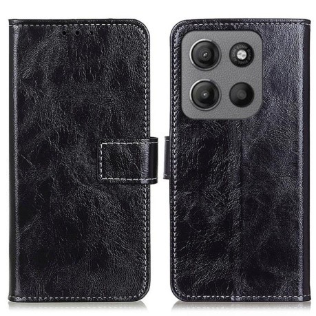 Чехол-книжка Magnetic Retro Crazy Horse Texture на Motorola Moto G15 4G - черный