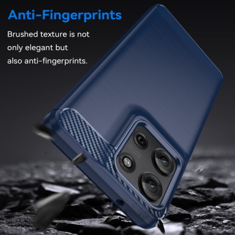 Протиударний чохол Brushed Texture Carbon Fiber на Motorola Moto G75 5G - синій
