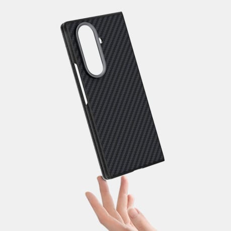 Карбоновый чехол ABEEL C Carbon Fiber Series фактура 6D Micro Relief с MagSafe на Samsung Galaxy Fold7 5G - черно-синий