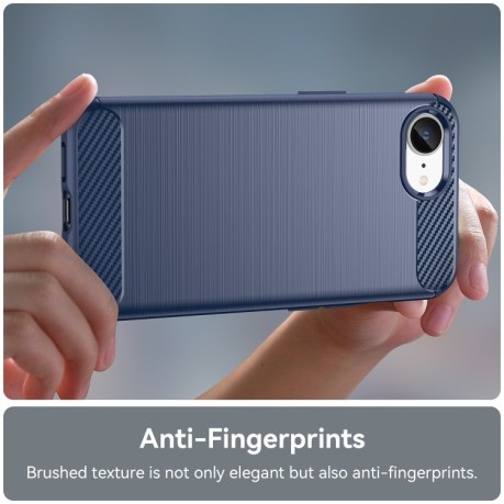 Протиударний чохол Brushed Texture Carbon Fiber на iPhone 16e - синій