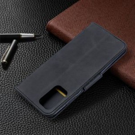 Чохол-книжка Retro Lambskin Texture Pure Color Samsung Galaxy S20+Plus-чорний