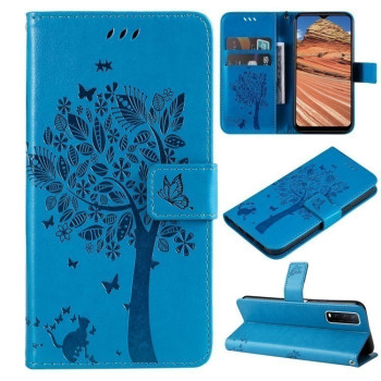 Чехол-книжка Cat Embossing Pattern на Vivo Y11s/Y12A/Y12s/Y20/Y20A/Y20s/Y20G/Y20SG - синий