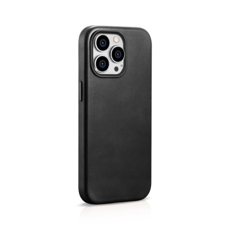 Шкіряний чохол iCarer Leather Oil Wax (MagSafe) для iPhone 15 Pro - чорний