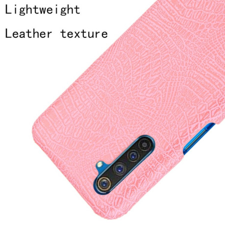 Удароміцний чохол Crocodile Texture на Realme X50 Pro - рожевий