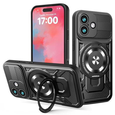 Ударозащитный чехол Armor Rotating Holder MagSafe на iPhone 17 - черный