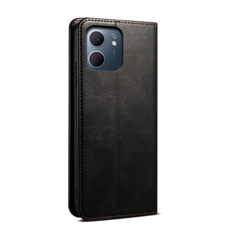 Чохол-книжка Simple з фактурою Crazy Horse з воском на OPPO A5x 4G/5G - чорний