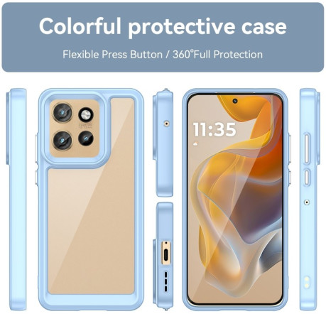 Противоударный чехол  Colorful Acrylic Series с цветной силиконовой боковиной на Motorola Edge 50 Neo - синий