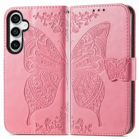 Чехол-книжка Butterfly Love Flower Embossed для Samsung Galaxy S23 FE 5G - розовый