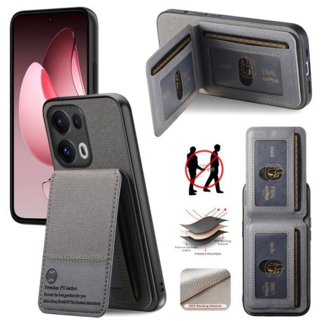 Чохол Twill Fabric Leather Vertical Flip RFID для OPPO Reno13 Pro Global - сірий