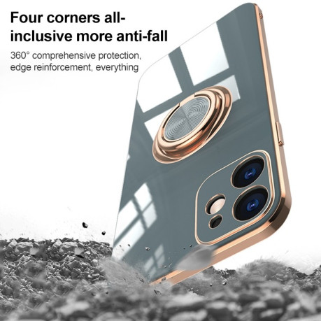 Противоударный чехол 6D Electroplating Full Coverage with Magnetic Ring для iPhone XR - фиолетовый
