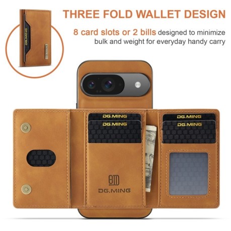 Чохол DG.MING M2 Series 3-Fold Multi Card Bag + Magnetic для Google Pixel 9/9 Pro - коричневий