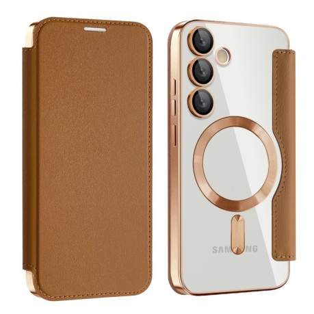Чохол-книжка Shield MagSafe RFID Anti-theft Leather для Samsung Galaxy S24 FE 5G - коричневий