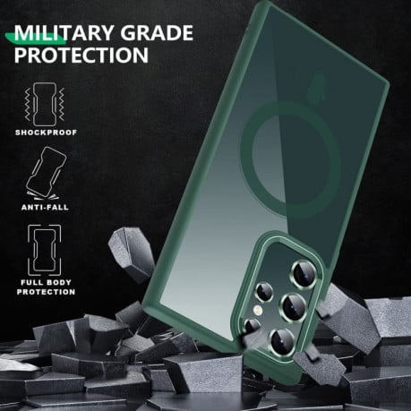Противоударный чехол ERBORD (MagSafe) для Samsung Galaxy S22 Ultra - зеленый