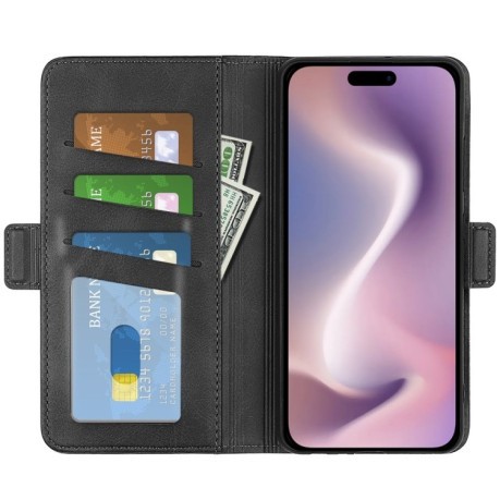 Чохол-книжка Dual-side Magnetic Buckle для iPhone 16 - чорний