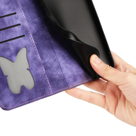 Чохол-книжка Cat Embossing Pattern для Samsung Galaxy S25 Ultra 5G - фіолетовий