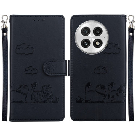 Чохол-книжка Cute Cats RFID Leather для OnePlus 13 - чорний