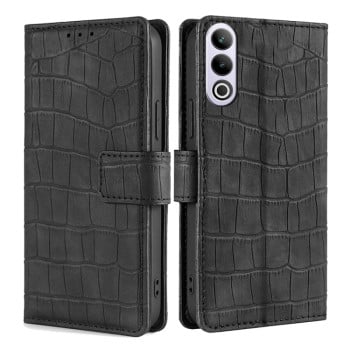 Чехол-книжка с мягким покрытием (Skin Feel), фактура “крокодил” (Crocodile Texture) на OnePlus Ace 3V 5G - черный