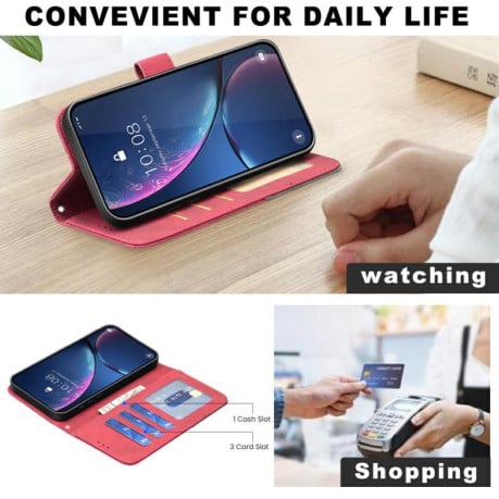 Чехол-книжка Rhombus Texture для OPPO Reno13 F/Reno13 FS - красный