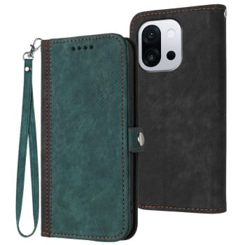 Чехол-книжка Side Buckle Double Fold Hand Strap Leather для OnePlus 13T  - зеленый