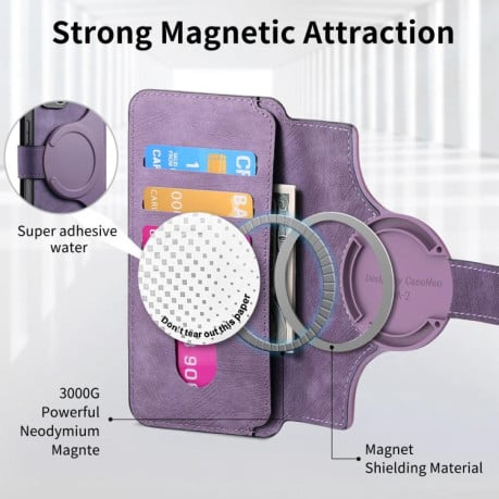 Чохол-книжка CaseNeo з MagSafe із захистом від сканування RFID у стилі Retro на Samsung Galaxy A17 4G/5G - фіолетовий