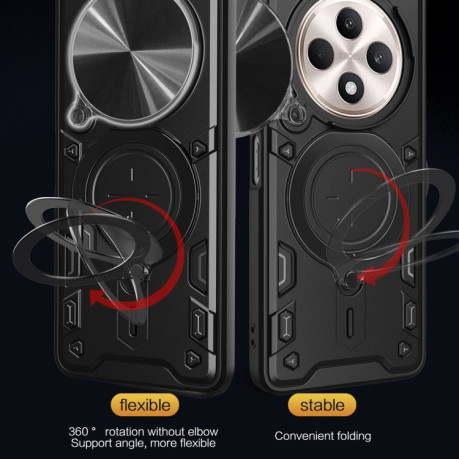 Противоударный чехол CD Texture Sliding Camshield Magnetic Holder на OPPO Reno12 F/12 FS 5G Global - красный