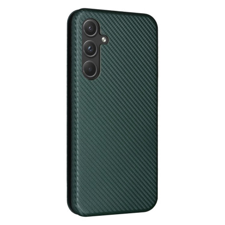 Чехол-книжка Carbon Fiber Texture на Samsung Galaxy A55 5G - зеленый