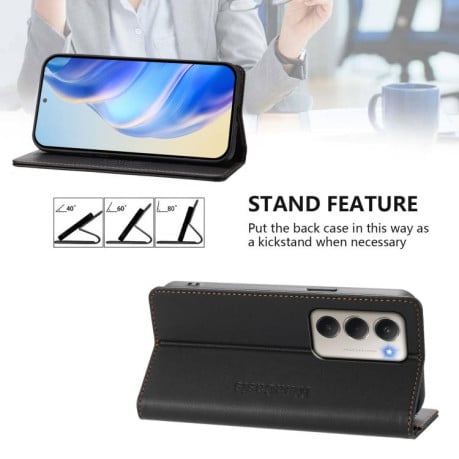Чехол-книжка RC01 Dual-Folded Magnetic Suction RFID на Xiaomi Redmi 15 5G / 4G EU 171mm - черный