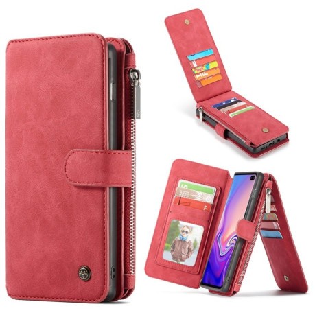 Шкіряний чохол-гаманець CaseMe 007 Series Wallet Style Picture Frame з вбудованим магнітом на Samsung Galaxy S10e - червоний