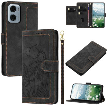Чехол-книжка Tulips Embossed Leather для Motorola Moto G05 - черный