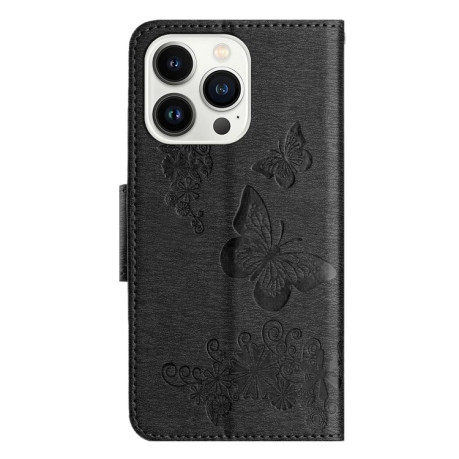 Чохол-книжка Embossed Butterfly для iPhone 16 Pro Max - чорний